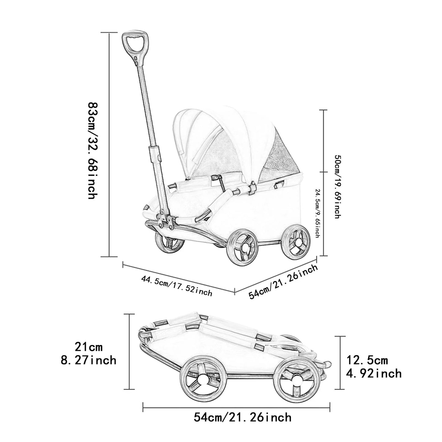 Portable 4-Wheel Pet Stroller – Breathable Travel Carrier for Small & Medium Dogs & Cats