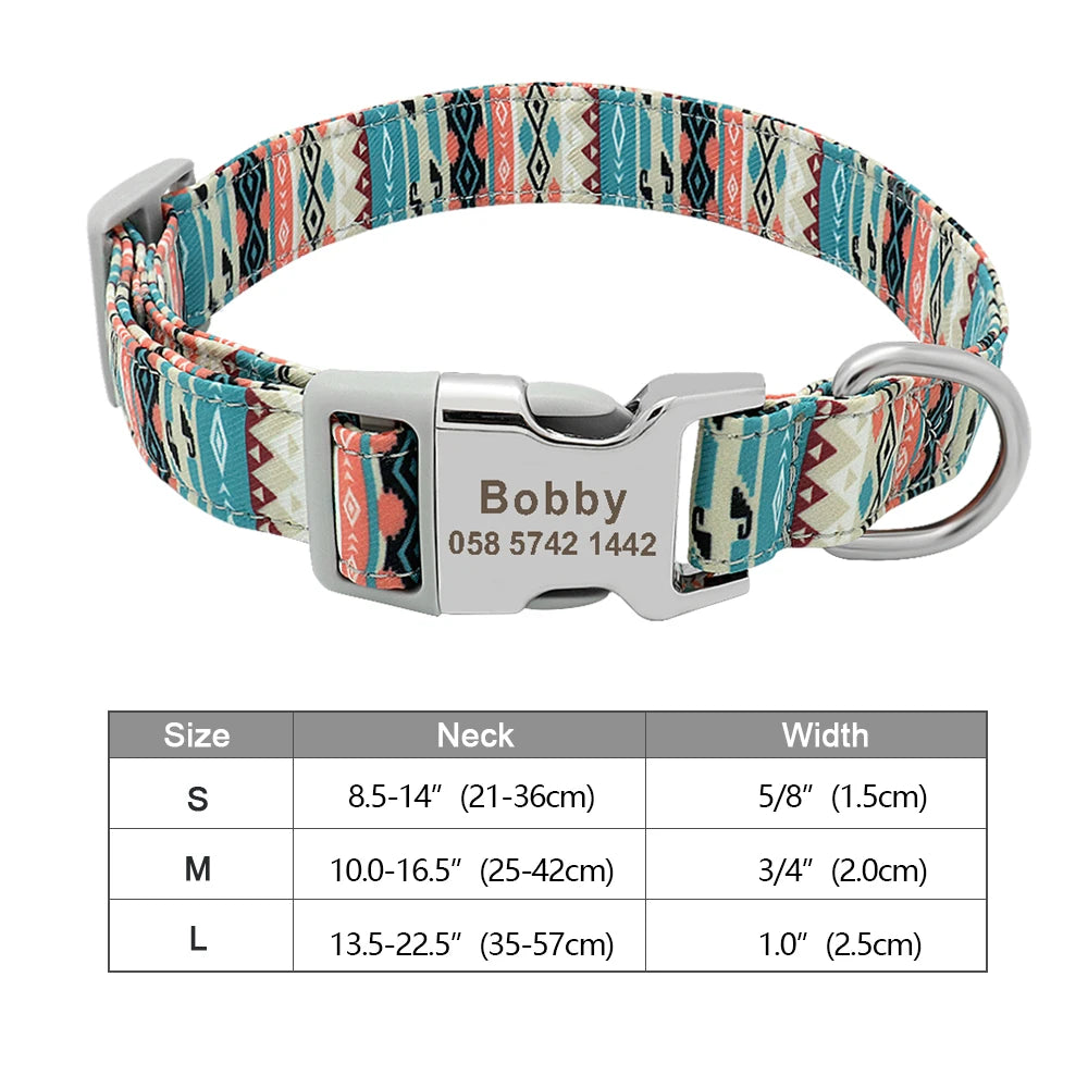 Personalized Nylon Dog Collar – Custom Engraved ID Tag for Small, Medium & Large Dogs, Durable Adjustable Anti-Lost Collar