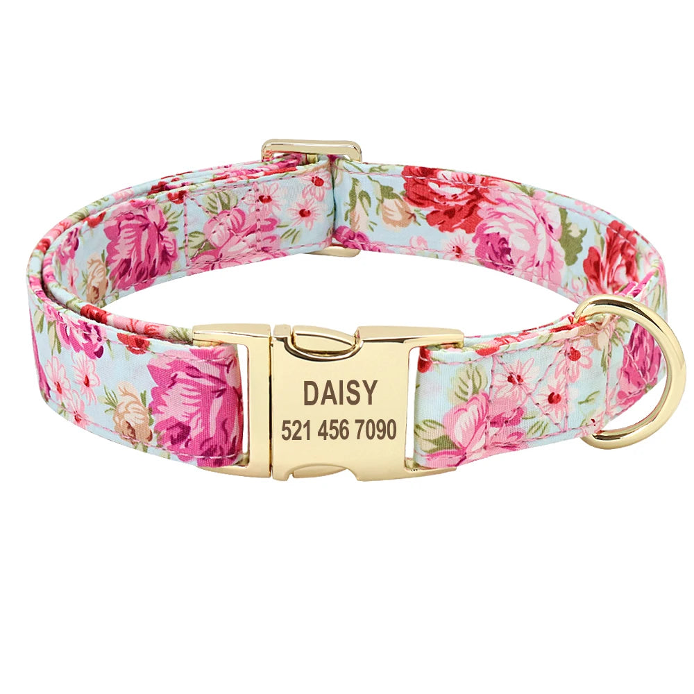 Personalized Nylon Dog Collar – Custom Engraved ID Tag for Small, Medium & Large Dogs, Durable Adjustable Anti-Lost Collar