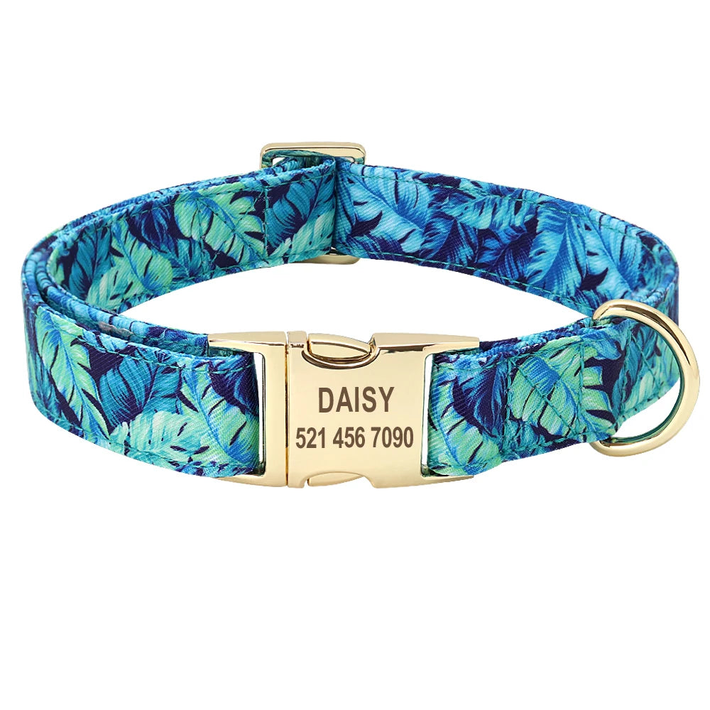 Personalized Nylon Dog Collar – Custom Engraved ID Tag for Small, Medium & Large Dogs, Durable Adjustable Anti-Lost Collar