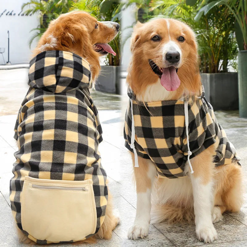 Plaid Reversible Dog Winter Coat – Warm Jacket for Small & Large Breeds