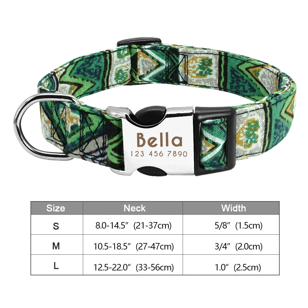 Personalized Nylon Dog Collar – Custom Engraved ID Tag for Small, Medium & Large Dogs, Durable Adjustable Anti-Lost Collar