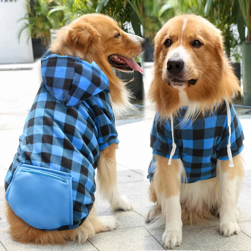 Plaid Reversible Dog Winter Coat – Warm Jacket for Small & Large Breeds
