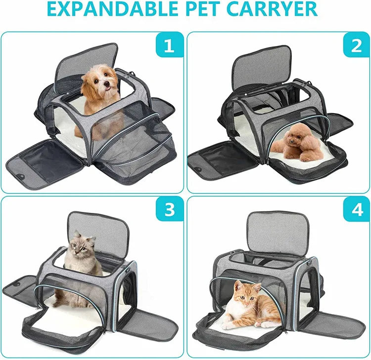 Foldable Expandable Pet Carrier Bag – Breathable Mesh Travel Bag for Cats & Small Dogs