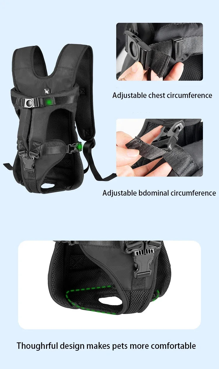 Pet Backpack Carrier – Breathable Front & Back Travel Bag for Small and Medium Dogs & Cats