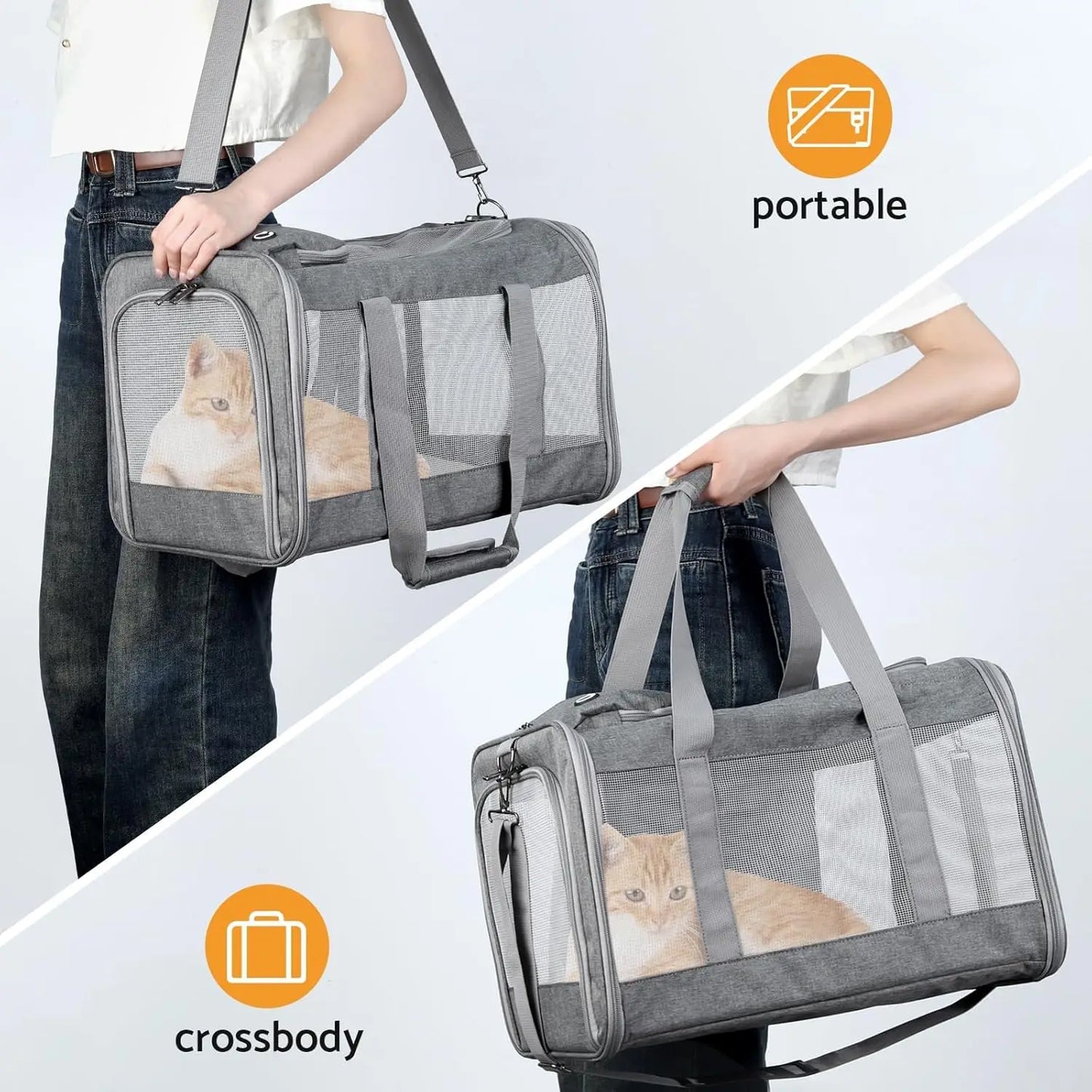 Airline Approved Pet Carrier – Soft Travel Bag for Cats & Dogs with Breathable Honeycomb Design and Removable Support Board