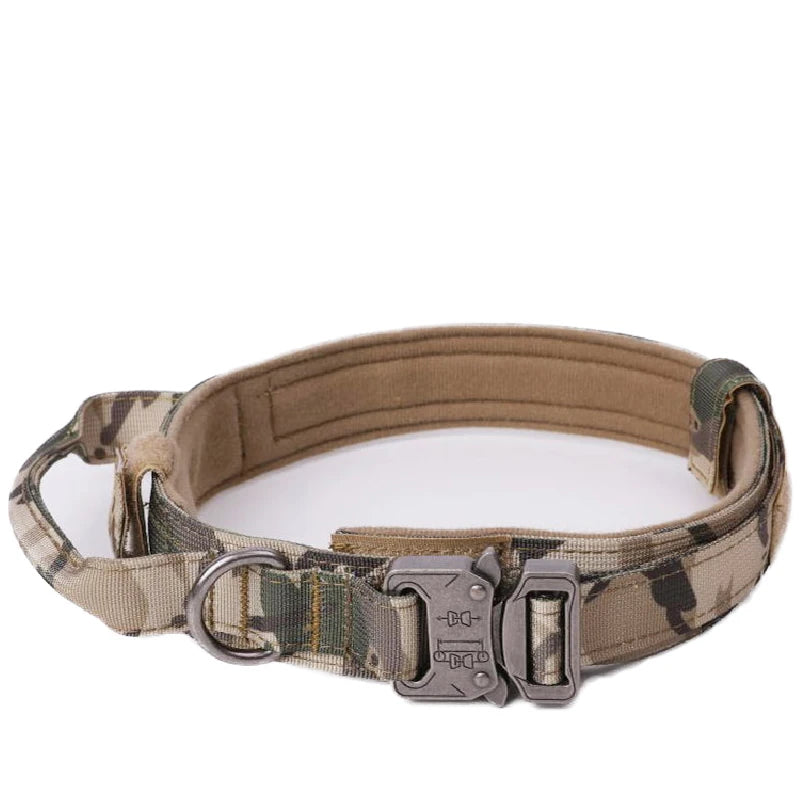 Durable Nylon Dog Collar & Leash Set – Reflective Tactical Training Collar with Padded Handle for Large Dogs