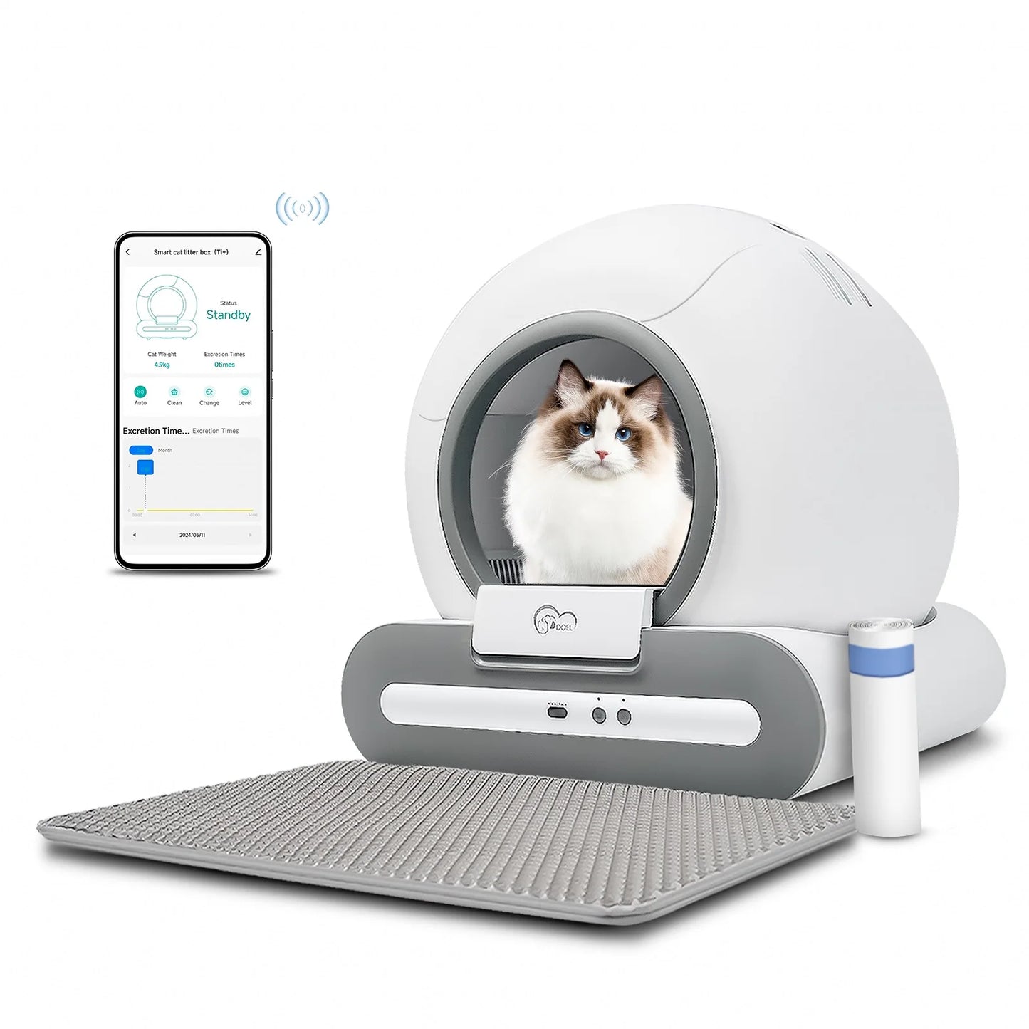 DOEL Smart Self-Cleaning Cat Litter Box with App Control for Multiple Cats