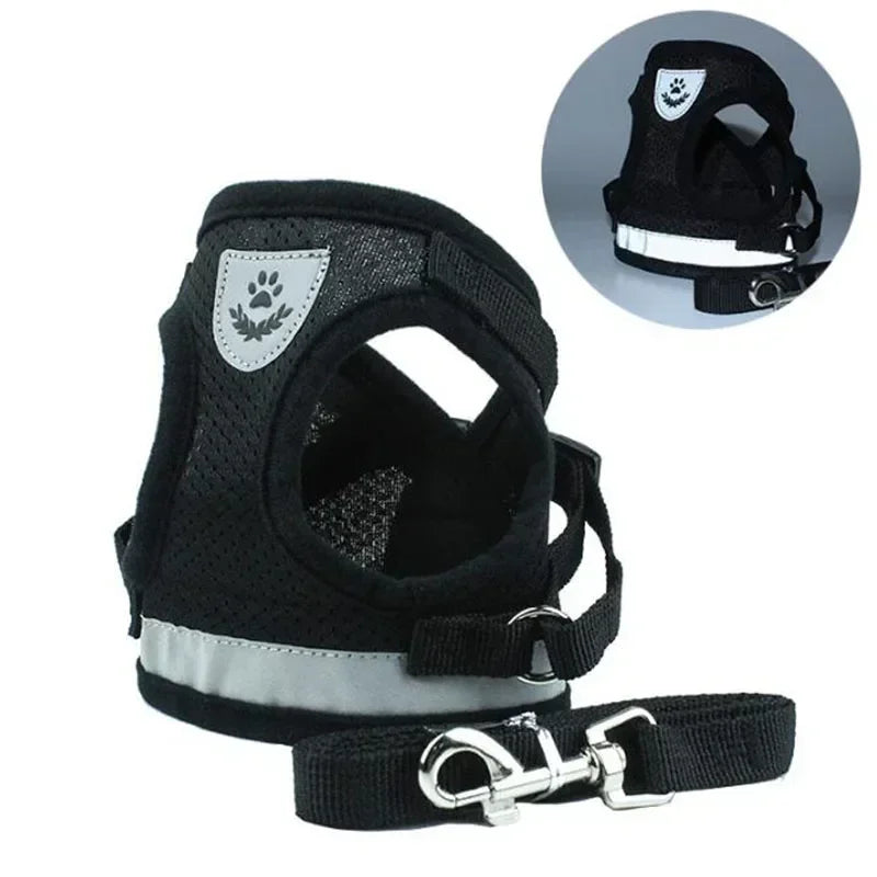 Adjustable Mesh Dog Vest Harness with Leash – Chest Strap Pet Harness XS/S/M/L/XL