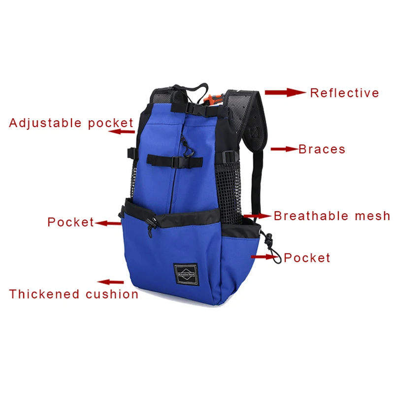 Strong Nylon Dog Carrier Backpack – Breathable Travel Bag for Small & Medium Dogs, Cycling & Outdoor Pet Backpack