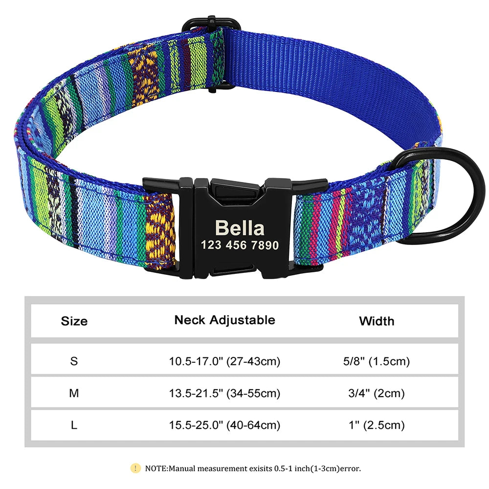 Personalized Nylon Dog Collar – Custom Engraved ID Tag for Small, Medium & Large Dogs, Durable Adjustable Anti-Lost Collar