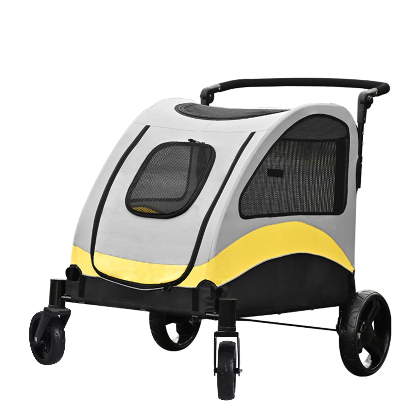 Portable 4-Wheel Dog Stroller – Foldable Pet Carriage for Large Dogs & Cats
