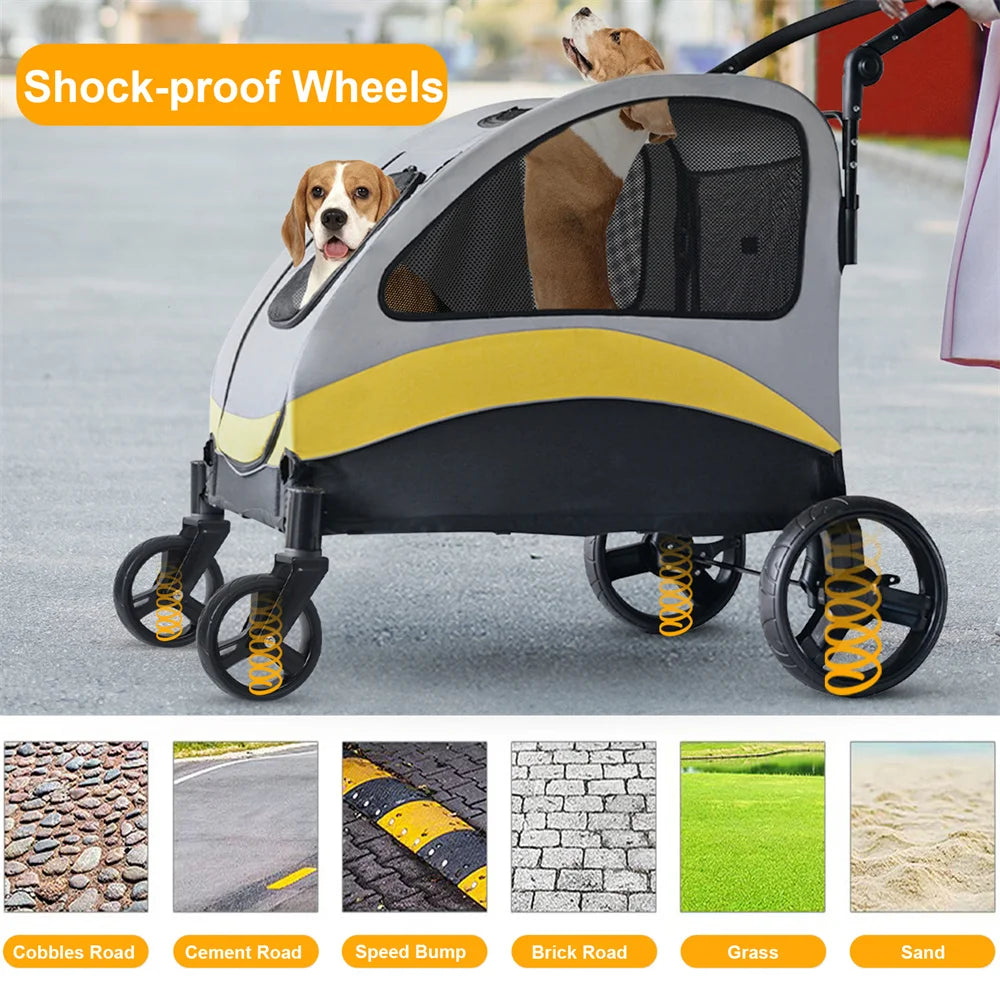 Premium 4-Wheel Dog Stroller – Foldable Pet Jogger Wagon for Small, Medium & Large Dogs