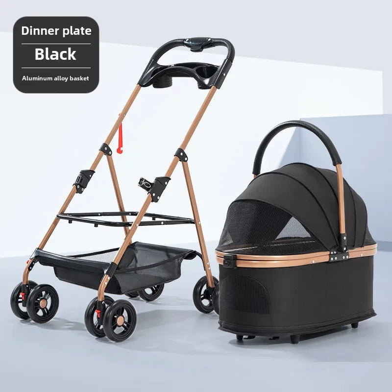 3-in-1 Folding Pet Stroller – Detachable Carrier & Travel Crate for Small & Medium Dogs, Cats (Up to 30 lbs)