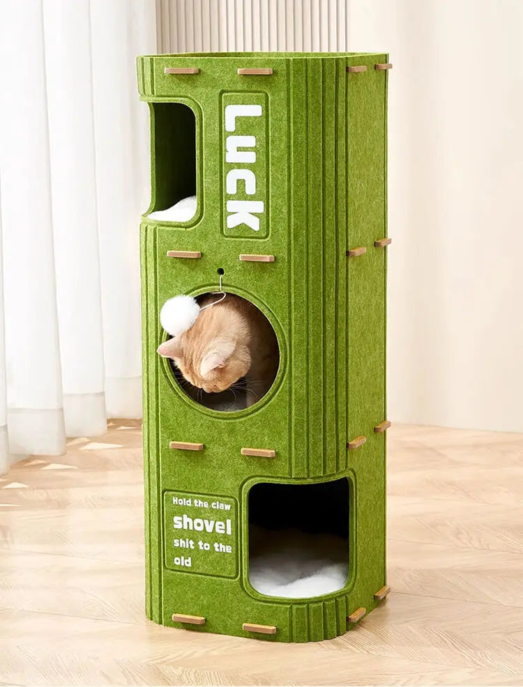 Eelhoe multi-layer indoor cat house with scratching board and enclosed nest