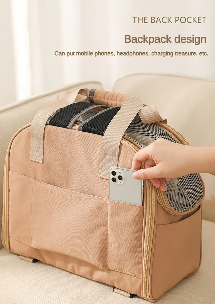 Multifunctional Pet Carrier Bag – Breathable Shoulder & Handbag for Cats and Dogs (Under 4KG)