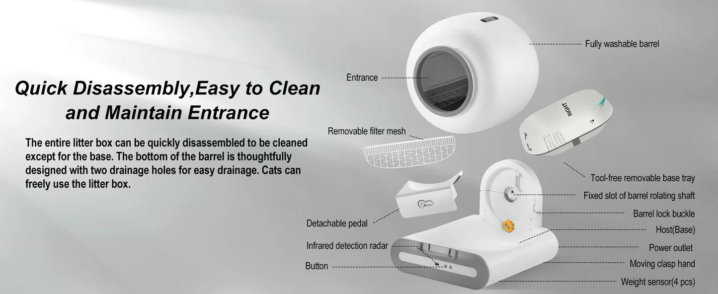 DOEL Smart Self-Cleaning Cat Litter Box with App Control for Multiple Cats