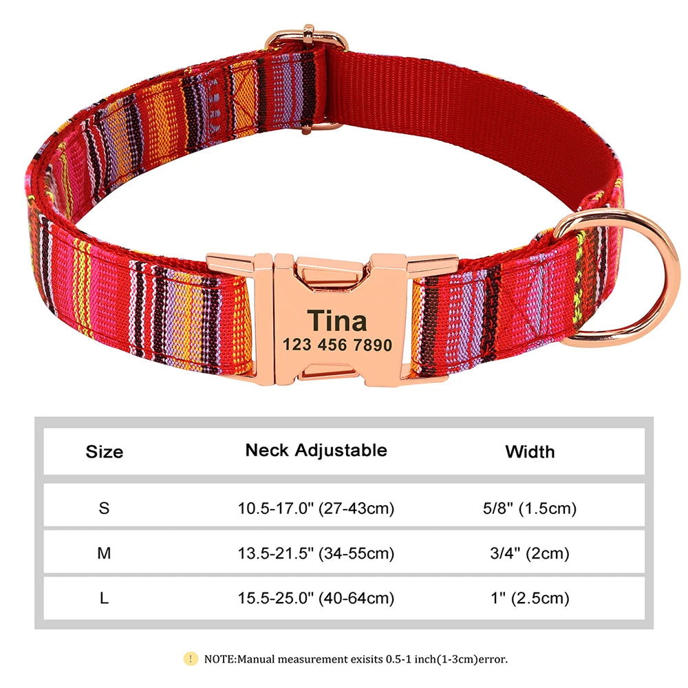 Personalized Nylon Dog Collar – Custom Engraved ID Tag for Small, Medium & Large Dogs, Durable Adjustable Anti-Lost Collar