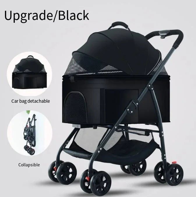 Pet Car Stroller – Lightweight Foldable Travel Stroller for Small & Medium Dogs & Cats
