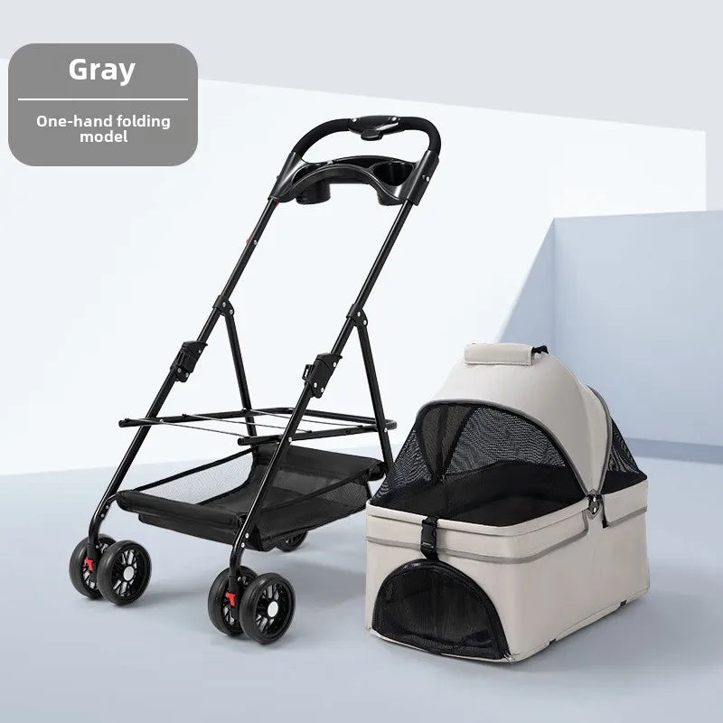 Lightweight Foldable Pet Stroller – Travel Dog & Cat Carrier for Small Pets