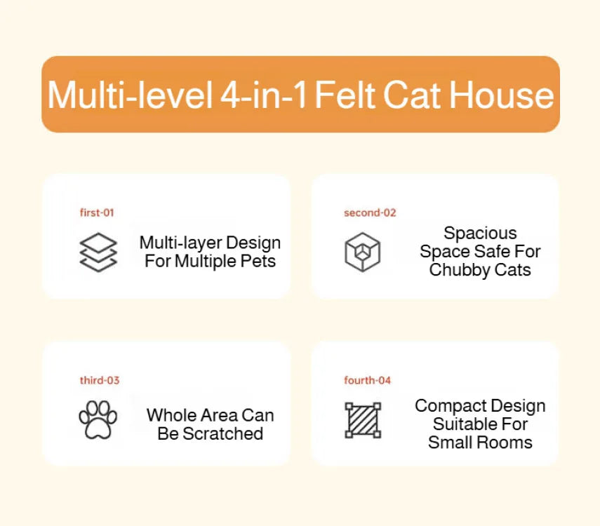 Eelhoe multi-layer indoor cat house with scratching board and enclosed nest
