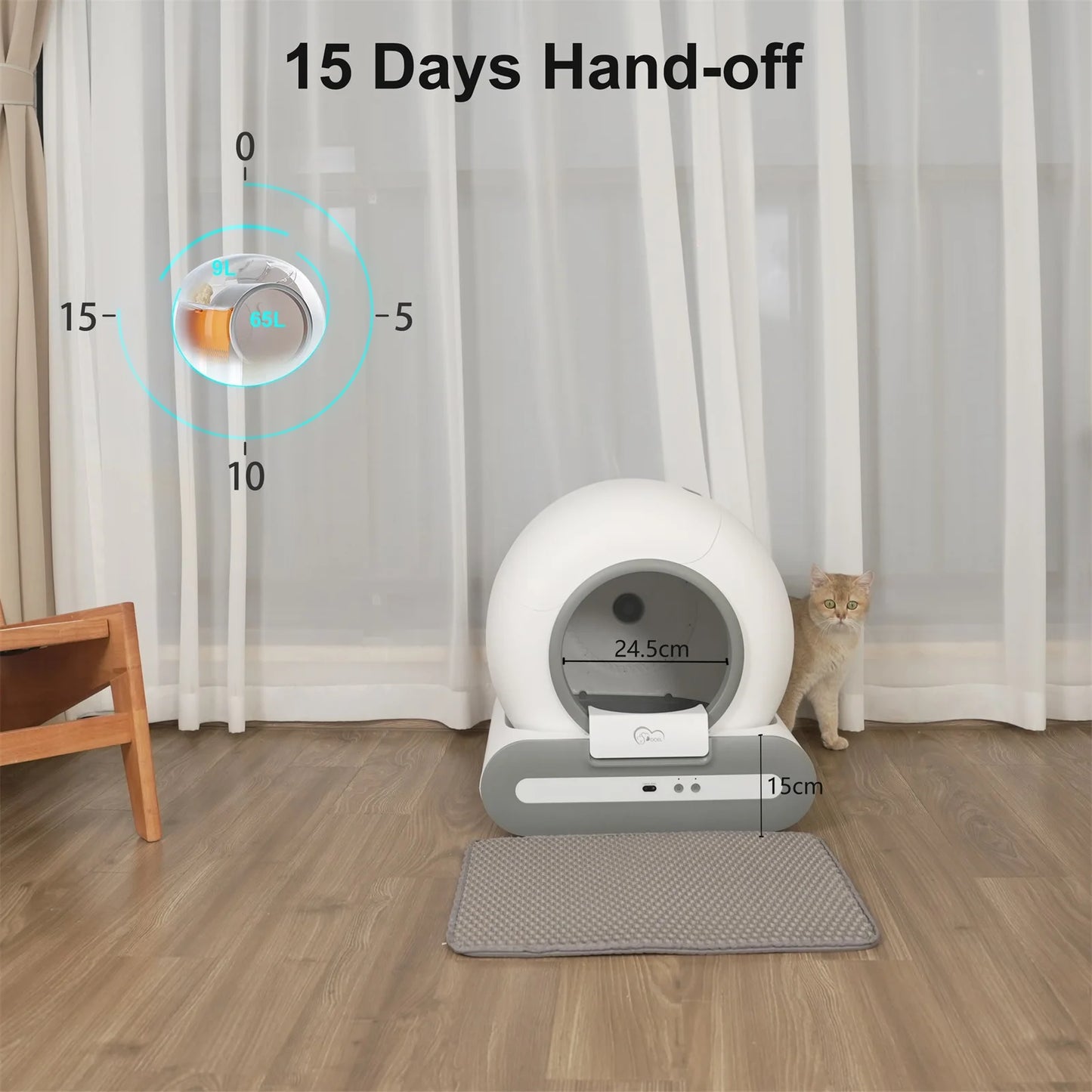 DOEL Smart Self-Cleaning Cat Litter Box with App Control for Multiple Cats