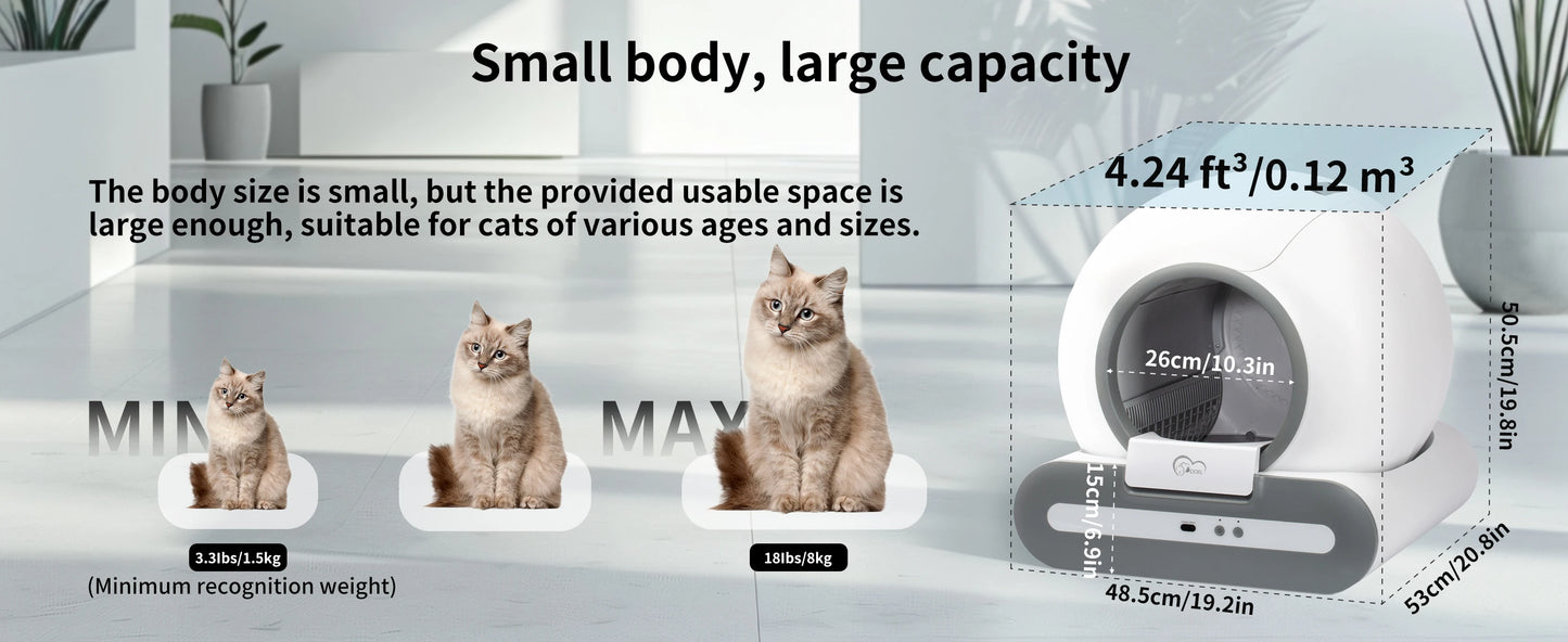 DOEL Smart Self-Cleaning Cat Litter Box with App Control for Multiple Cats