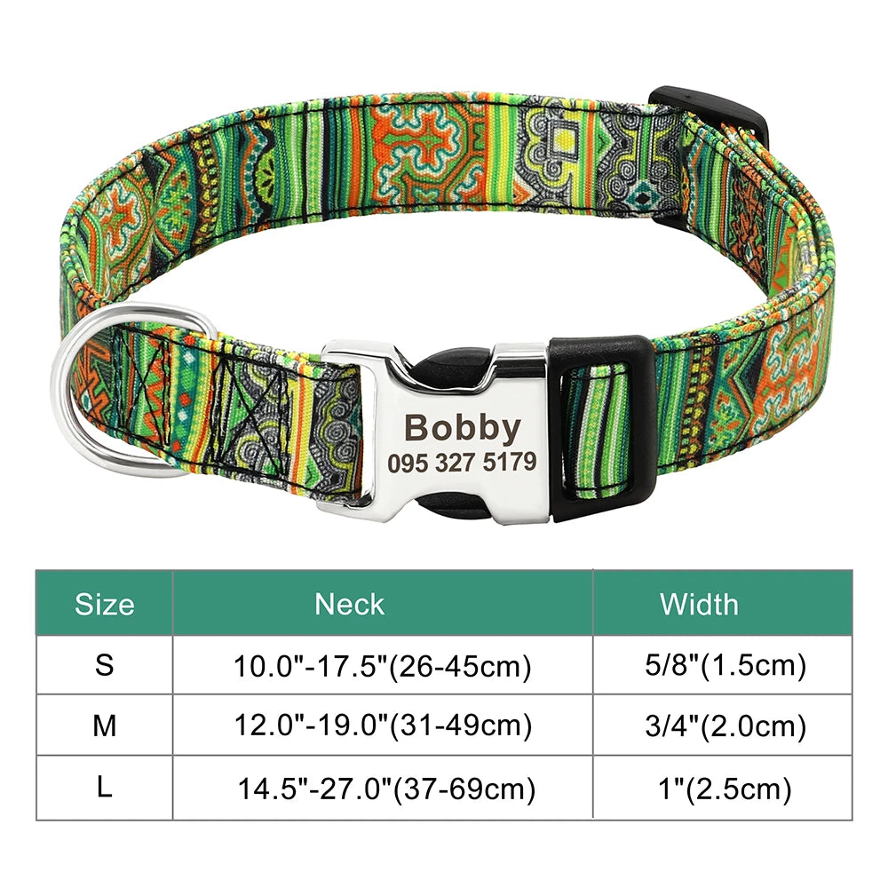 Personalized Nylon Dog Collar – Custom Engraved ID Tag for Small, Medium & Large Dogs, Durable Adjustable Anti-Lost Collar