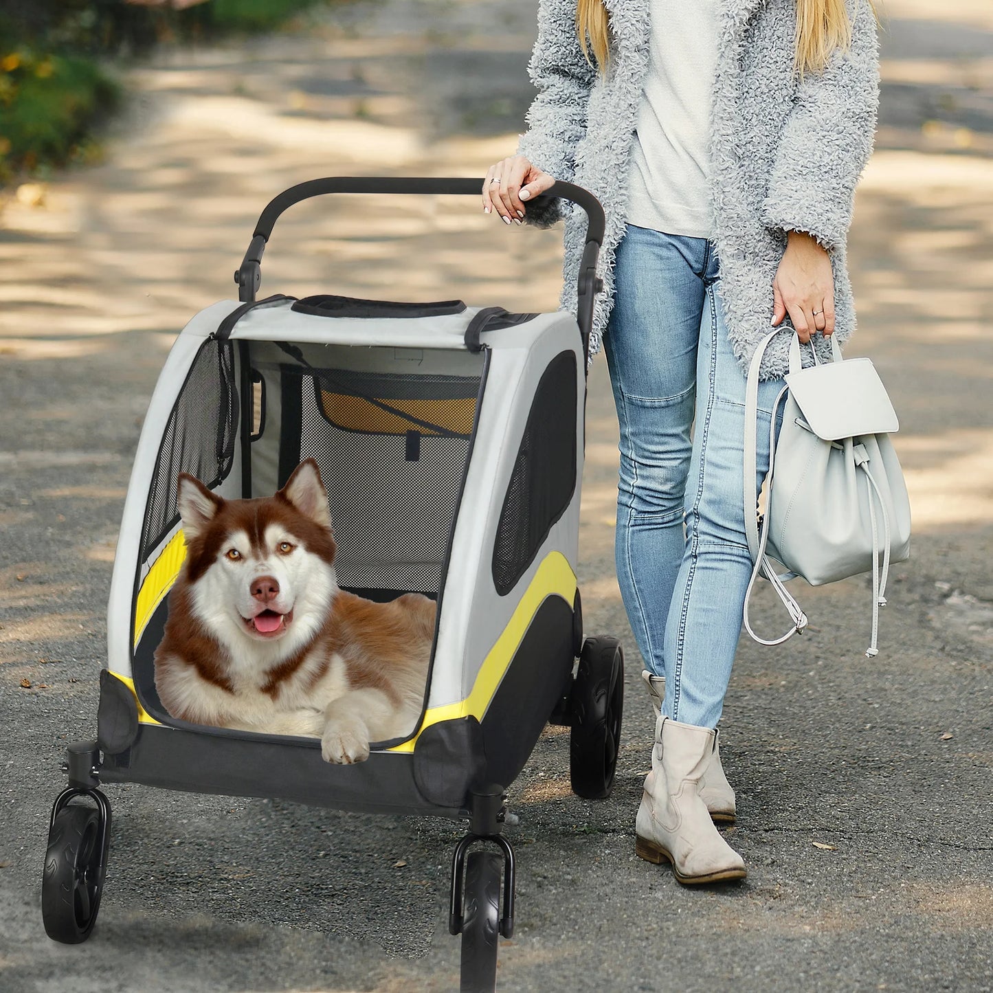 Premium 4-Wheel Dog Stroller – Foldable Pet Jogger Wagon for Small, Medium & Large Dogs