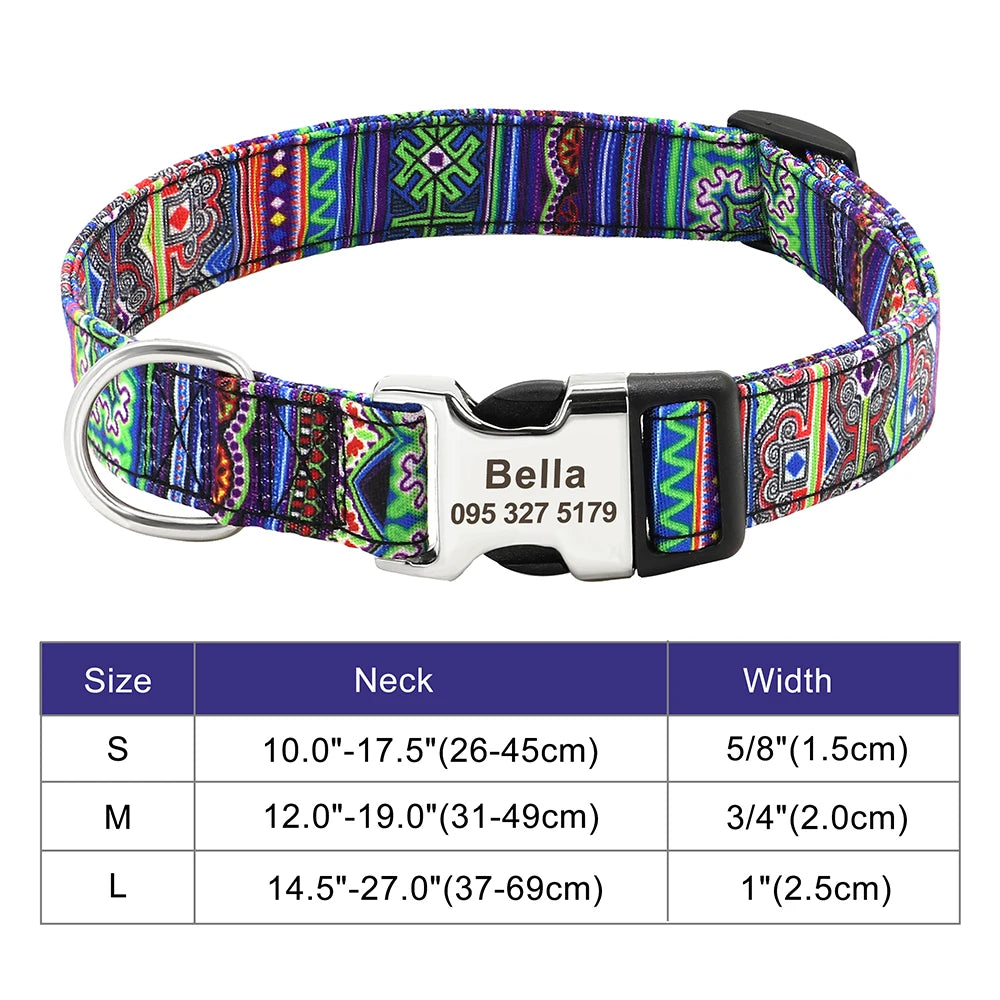 Personalized Nylon Dog Collar – Custom Engraved ID Tag for Small, Medium & Large Dogs, Durable Adjustable Anti-Lost Collar