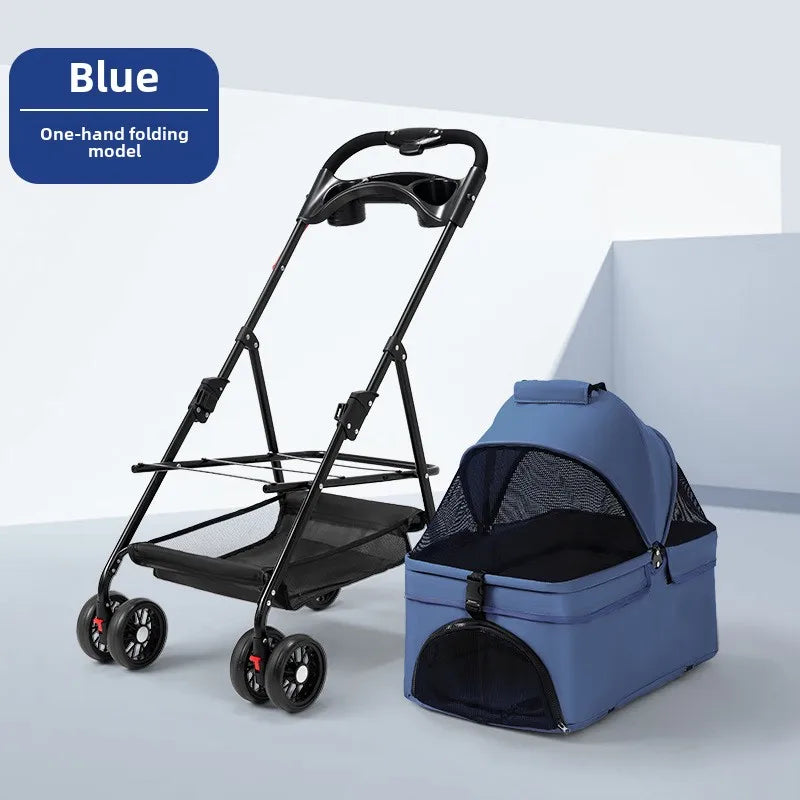 Lightweight Foldable Pet Stroller – Travel Dog & Cat Carrier for Small Pets