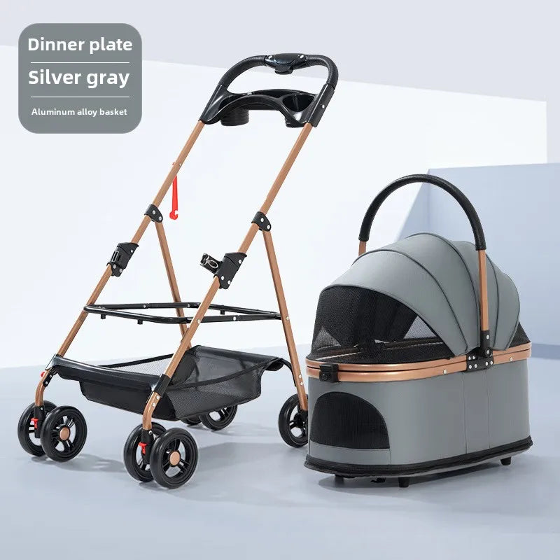 3-in-1 Folding Pet Stroller – Detachable Carrier & Travel Crate for Small & Medium Dogs, Cats (Up to 30 lbs)