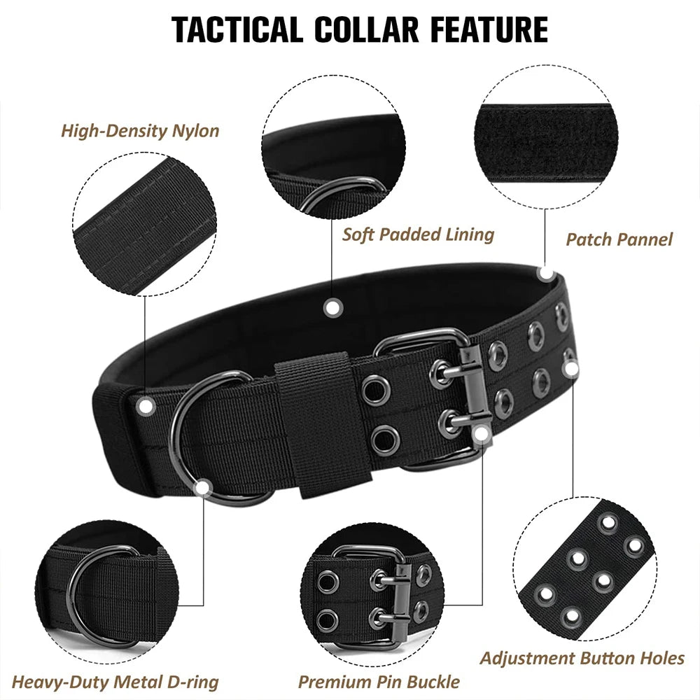 Tactical Dog Collar – Durable Nylon Military Collar for Medium & Large Dogs, Training and Outdoor Use