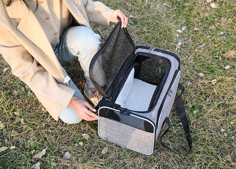 Foldable Expandable Pet Carrier Bag – Breathable Mesh Travel Bag for Cats & Small Dogs