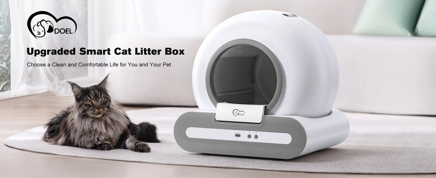 DOEL Smart Self-Cleaning Cat Litter Box with App Control for Multiple Cats