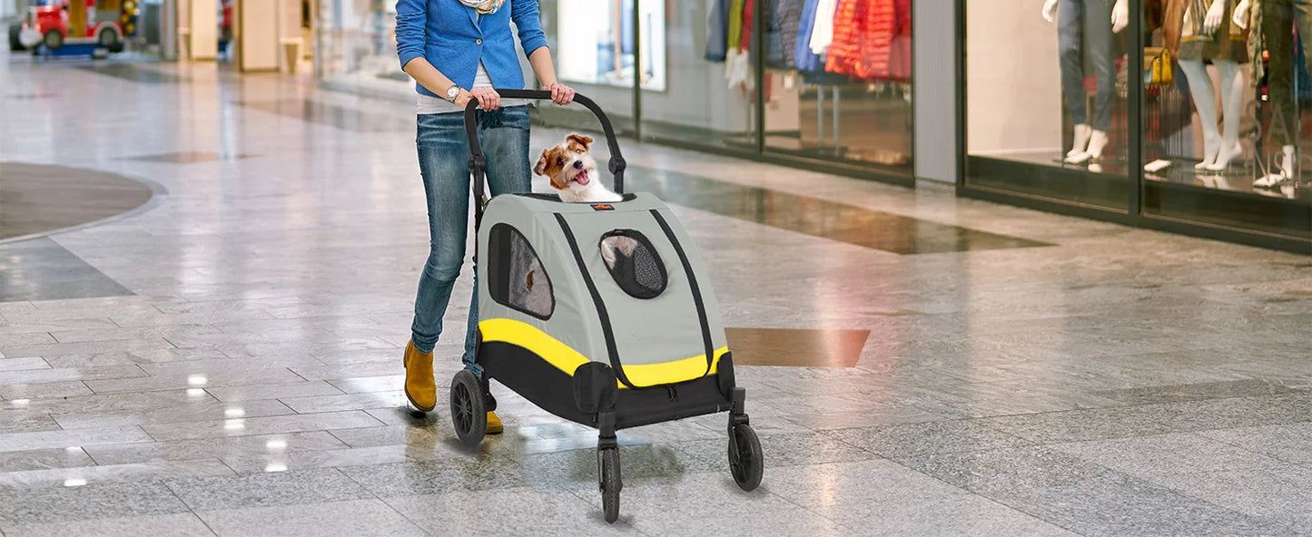 Premium 4-Wheel Dog Stroller – Foldable Pet Jogger Wagon for Small, Medium & Large Dogs