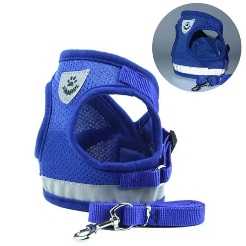 Adjustable Mesh Dog Vest Harness with Leash – Chest Strap Pet Harness XS/S/M/L/XL