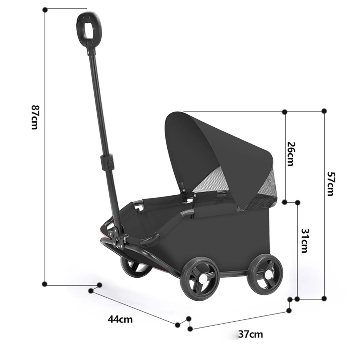 Portable 4-Wheel Pet Stroller – Breathable Travel Carrier for Small & Medium Dogs & Cats