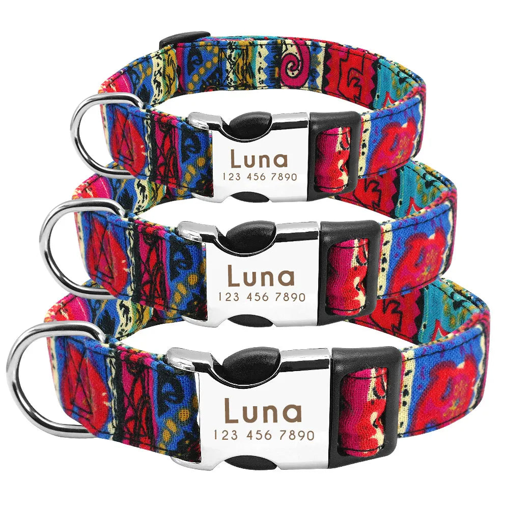 Personalized Nylon Dog Collar – Custom Engraved ID Tag for Small, Medium & Large Dogs, Durable Adjustable Anti-Lost Collar