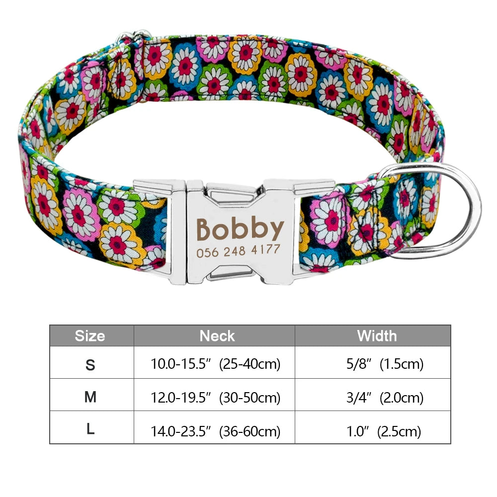 Personalized Nylon Dog Collar – Custom Engraved ID Tag for Small, Medium & Large Dogs, Durable Adjustable Anti-Lost Collar