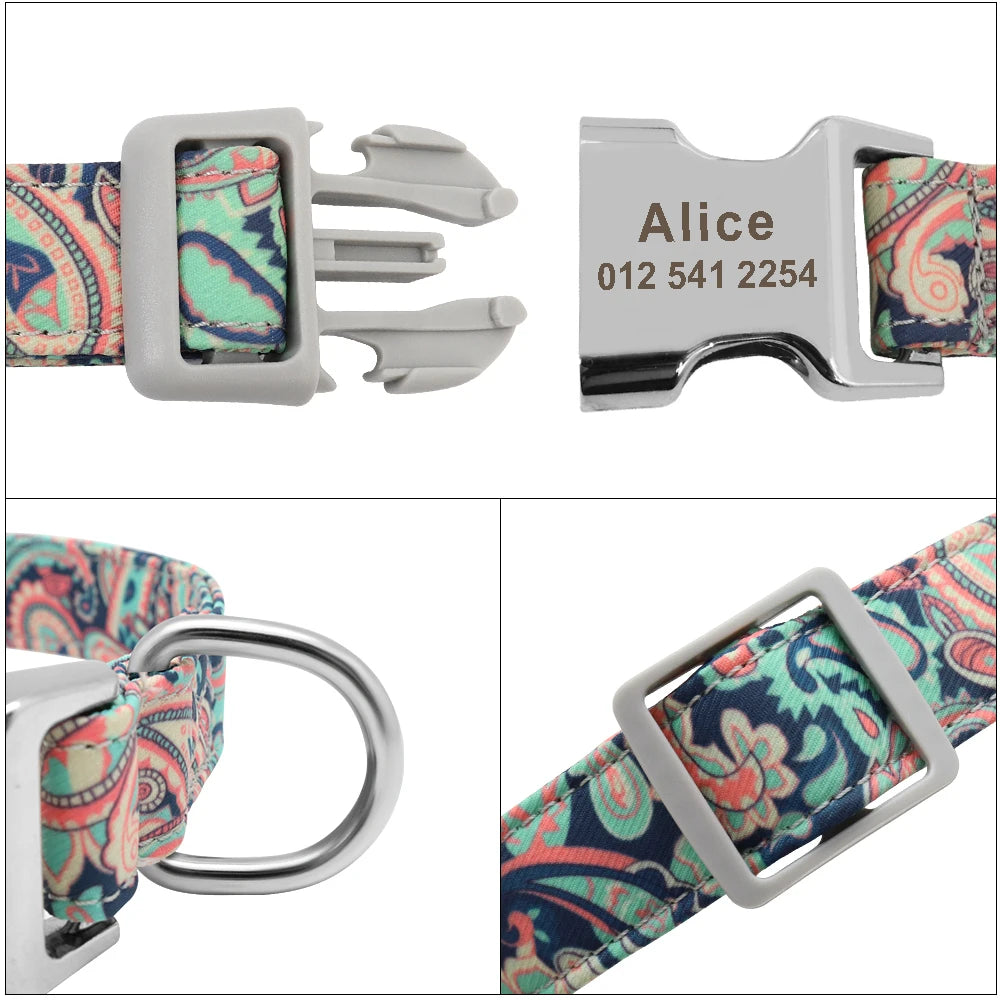 Personalized Nylon Dog Collar – Custom Engraved ID Tag for Small, Medium & Large Dogs, Durable Adjustable Anti-Lost Collar