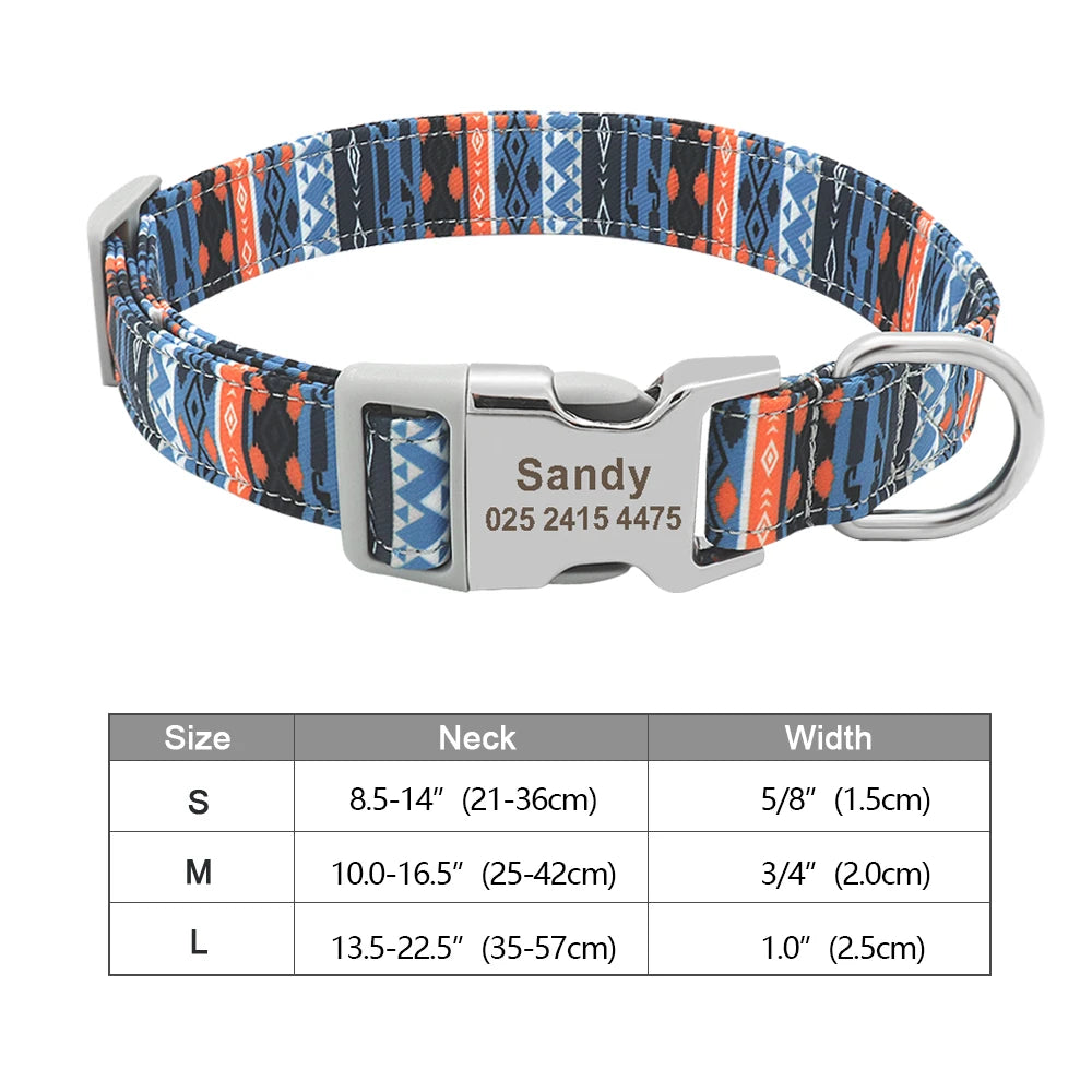 Personalized Nylon Dog Collar – Custom Engraved ID Tag for Small, Medium & Large Dogs, Durable Adjustable Anti-Lost Collar