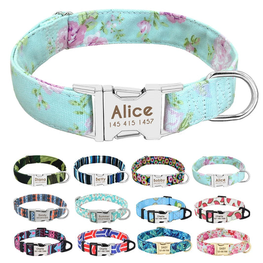 Personalized Nylon Dog Collar – Custom Engraved ID Tag for Small, Medium & Large Dogs, Durable Adjustable Anti-Lost Collar