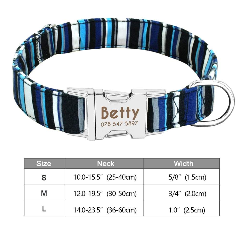 Personalized Nylon Dog Collar – Custom Engraved ID Tag for Small, Medium & Large Dogs, Durable Adjustable Anti-Lost Collar