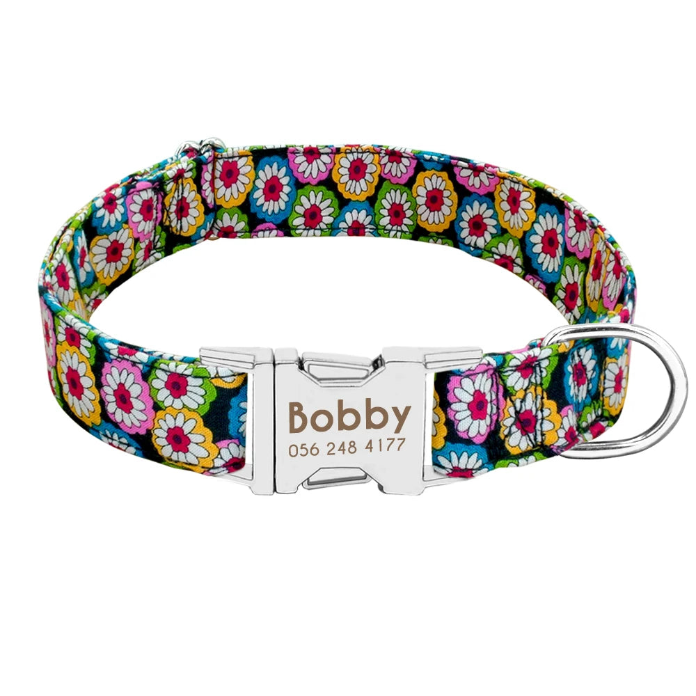 Personalized Nylon Dog Collar – Custom Engraved ID Tag for Small, Medium & Large Dogs, Durable Adjustable Anti-Lost Collar