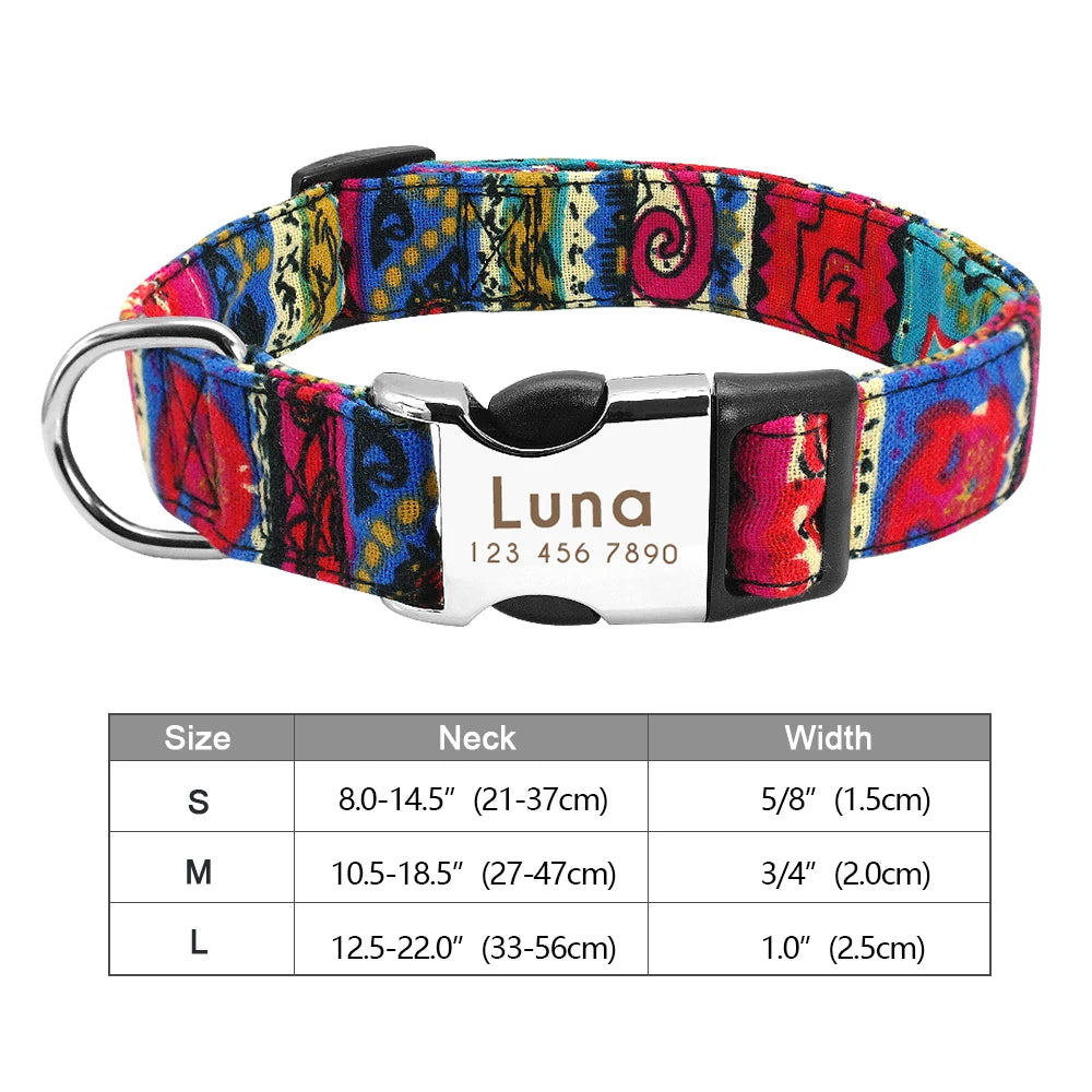 Personalized Nylon Dog Collar – Custom Engraved ID Tag for Small, Medium & Large Dogs, Durable Adjustable Anti-Lost Collar
