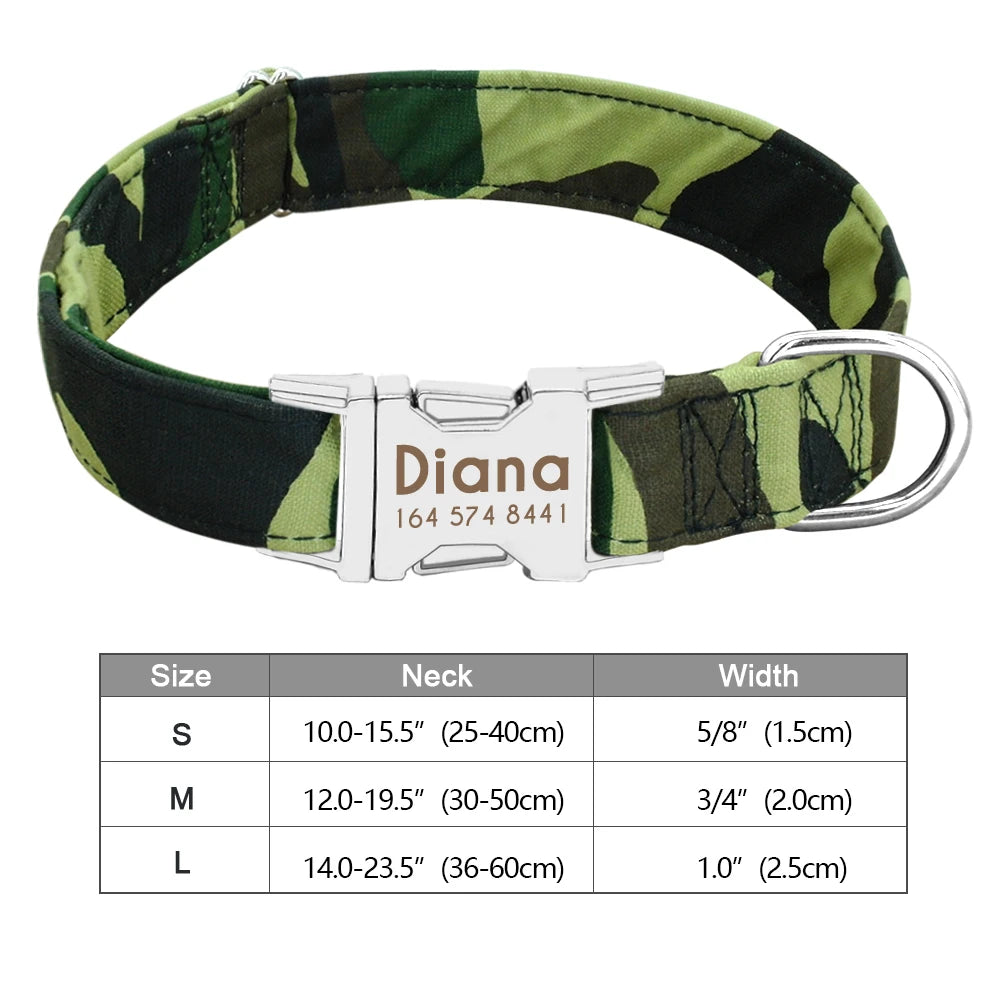 Personalized Nylon Dog Collar – Custom Engraved ID Tag for Small, Medium & Large Dogs, Durable Adjustable Anti-Lost Collar