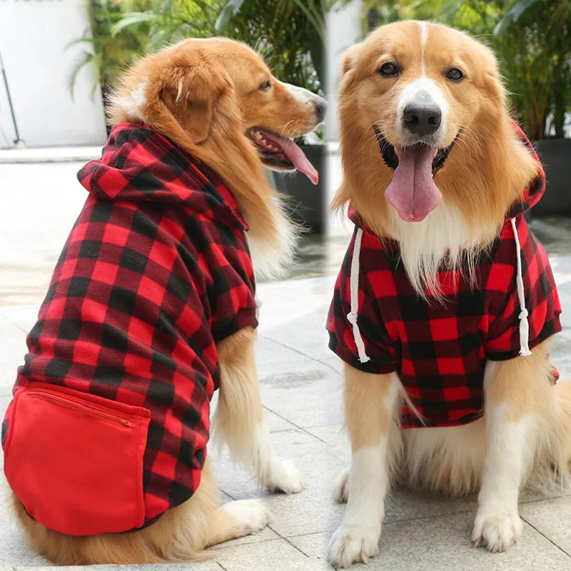 Plaid Reversible Dog Winter Coat – Warm Jacket for Small & Large Breeds
