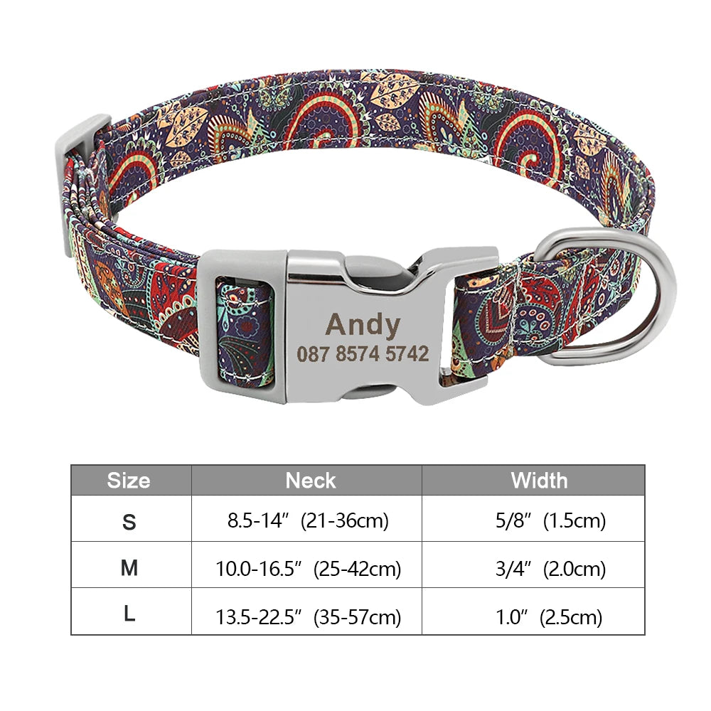 Personalized Nylon Dog Collar – Custom Engraved ID Tag for Small, Medium & Large Dogs, Durable Adjustable Anti-Lost Collar