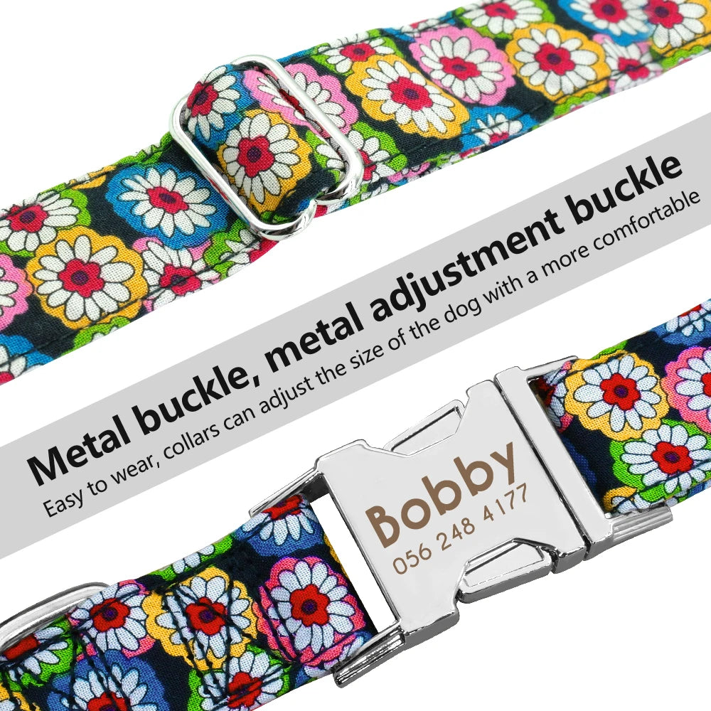 Personalized Nylon Dog Collar – Custom Engraved ID Tag for Small, Medium & Large Dogs, Durable Adjustable Anti-Lost Collar